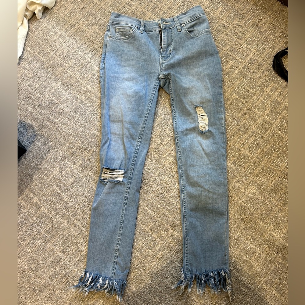 Free people skinny/fringe jeans